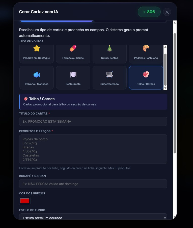 Gerador de cartazes Lumio com IA